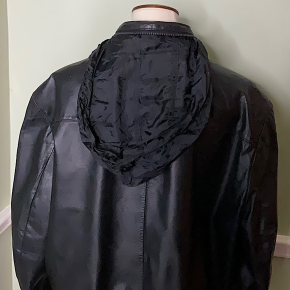 Saddlery Cooper Collection Men’s Black Leather Coat With Zip Out Rainhood 46 - Picture 6 of 10